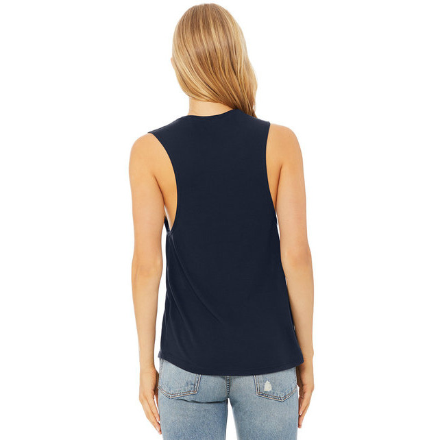 Ladies Flowy Scoop Muscle Tank - WHITE - S(D0102H7KR6P)