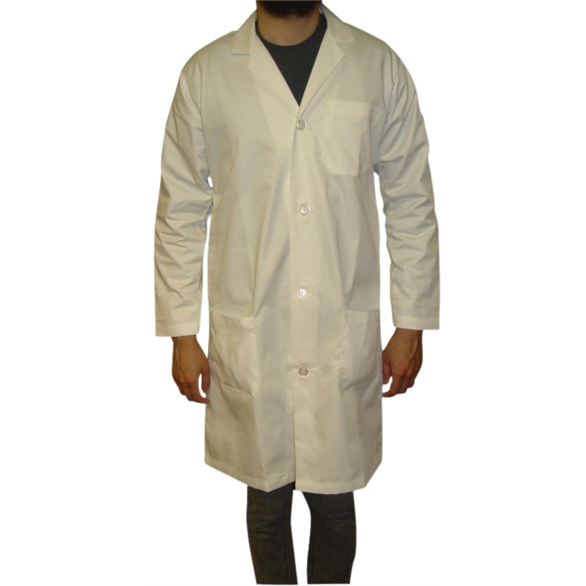 DR Uniforms Economy Cloth Lab Coat, 42 Inches, Medium, White