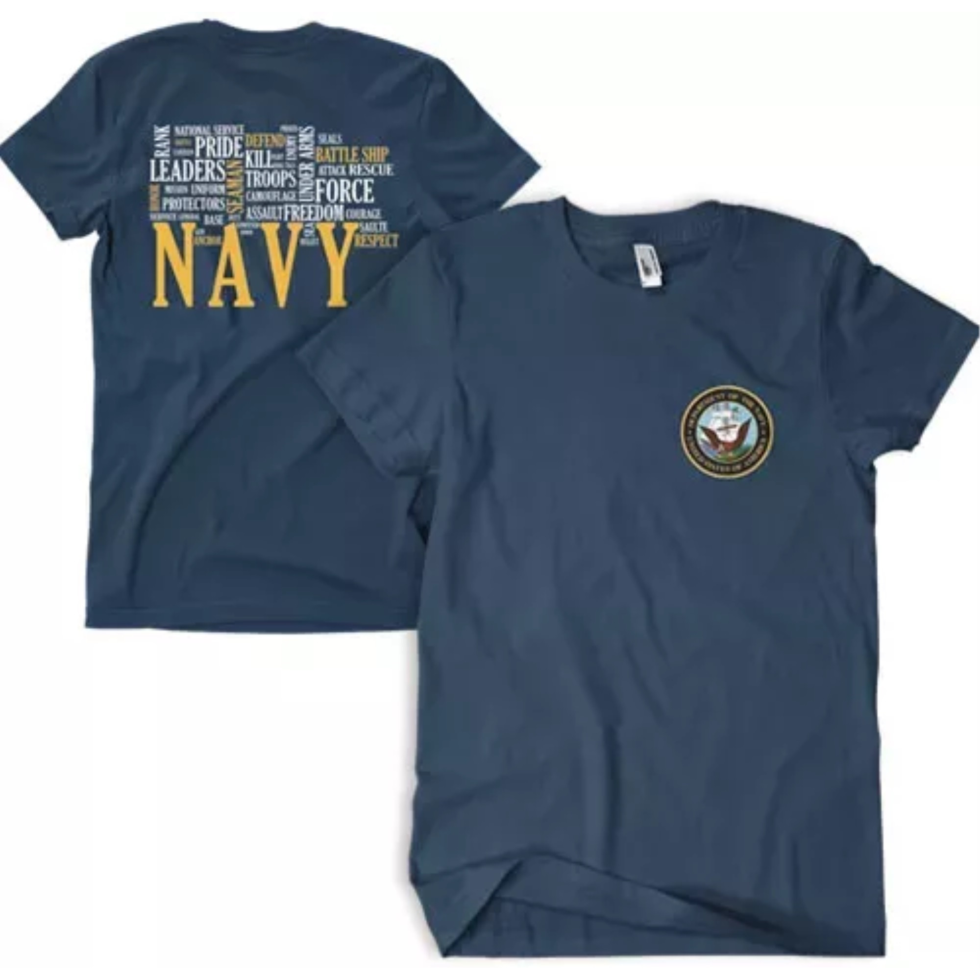 Navy Words Men's T-Shirt Navy 2-Sided - XL