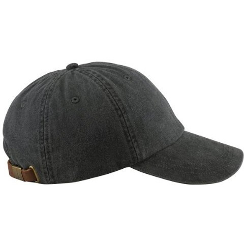 LP101 | OPTIMUM-SOLID PGMT- Pigment dyed, garment washed cotton twill, six panel, low profile, unstructured cap with Adams Cool-Crown mesh lining and leather strap closure with antique brass buckle and grommet.  - BLACK