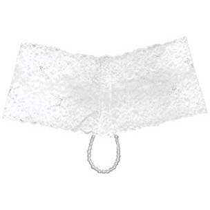 Lace, Pearl Boyshorts Satin Bow Accents White L/XL(D0102H5Q6FG.)