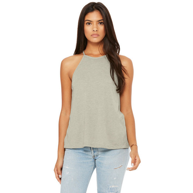 Ladies Flowy High Neck Tank - WHITE - S(D0102H7W3QT)