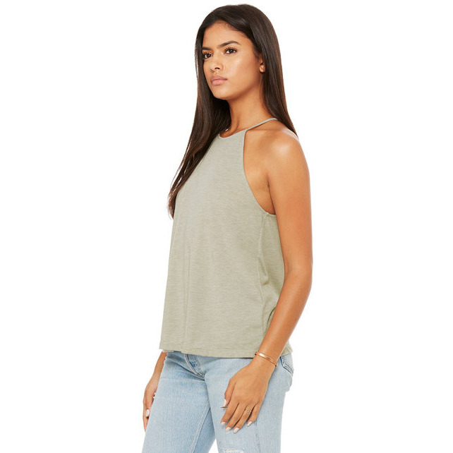 Ladies Flowy High Neck Tank - WHITE - S(D0102H7W3QX)