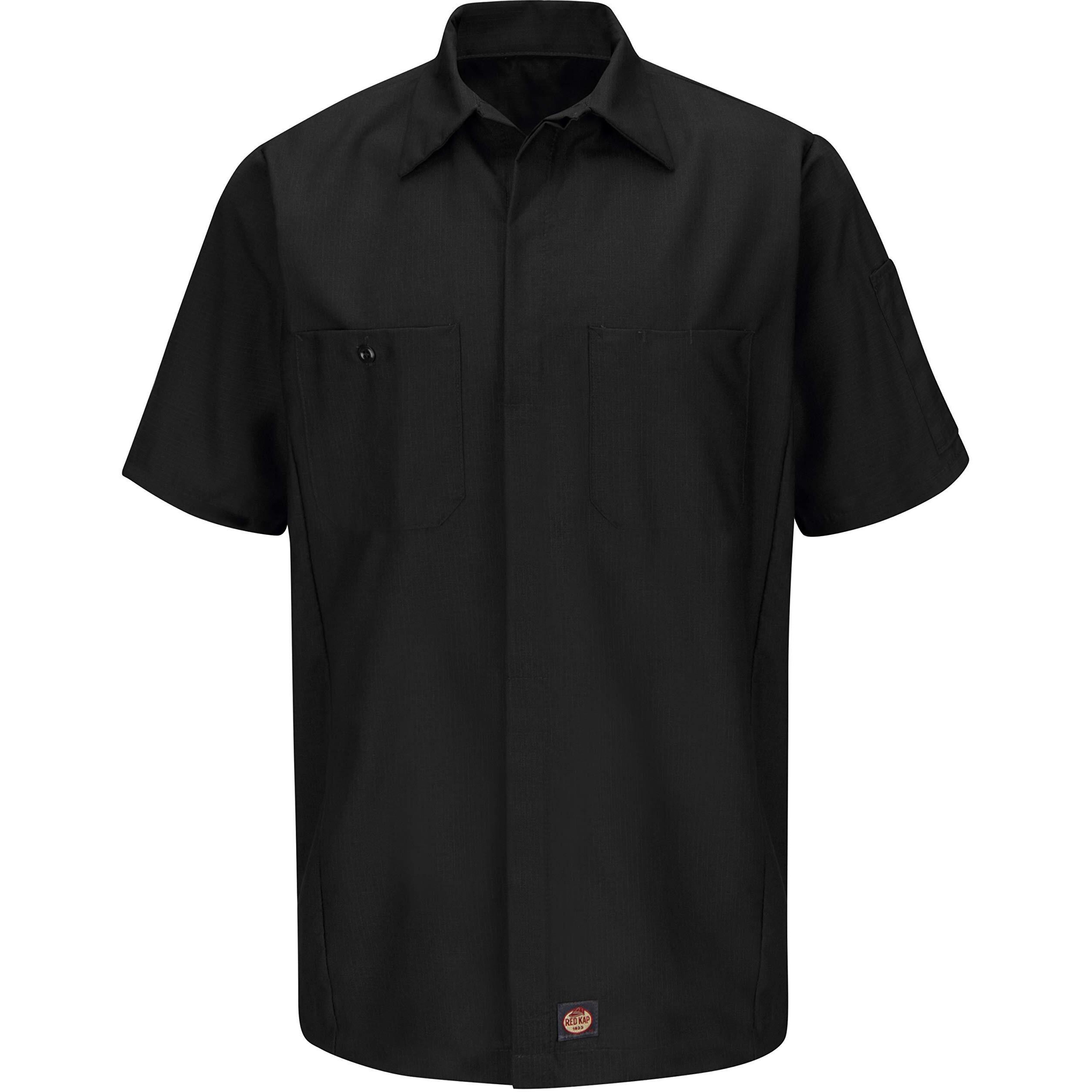 Red Kap Short Sleeve Automotive Crew Shirt - Black, XL