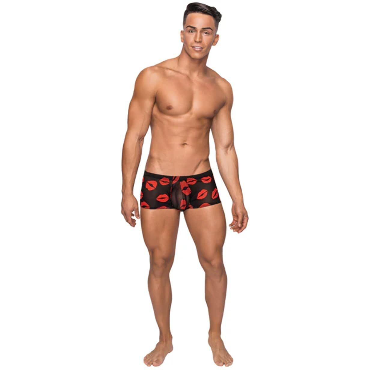 Kiss Me Mini Shorts Sheer Lips Black Medium(D0102H527cg)