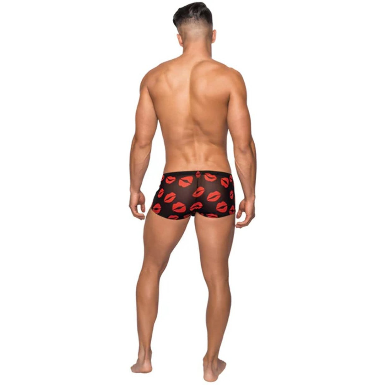 Kiss Me Mini Shorts Sheer Lips Black Medium(D0102H527cg)
