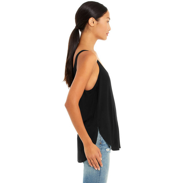 Ladies Flowy Side Slit Tank - BLAcK - S(D0102H7WIH8)