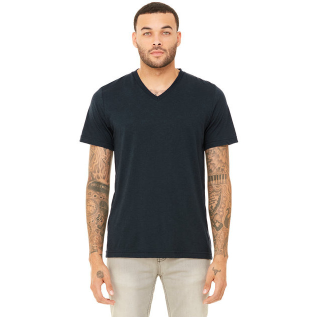 Unisex Triblend V-Neck T-Shirt - BLUE TRIBLEND - S(D0102H7W7JJ)