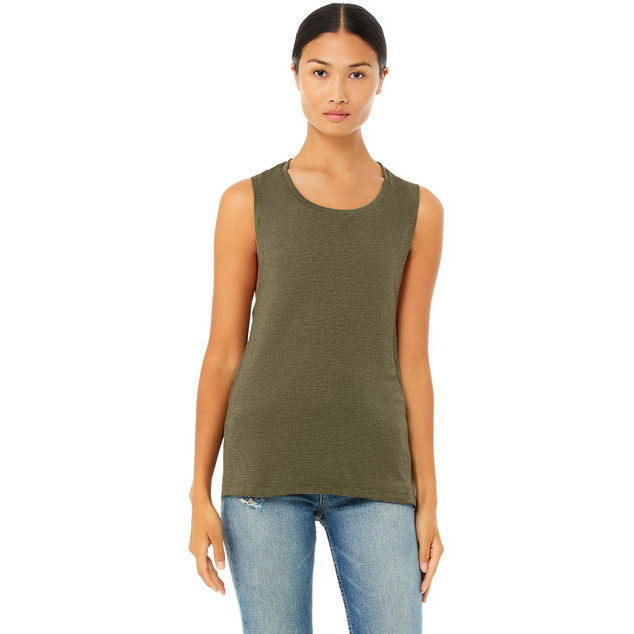 Ladies Flowy Scoop Muscle Tank - WHITE - S(D0102H7KRJX)