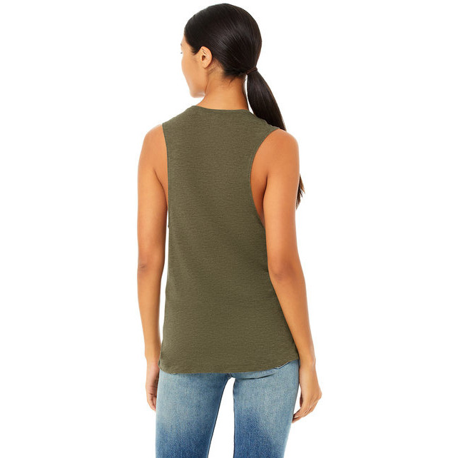 Ladies Flowy Scoop Muscle Tank - WHITE - S(D0102H7KRJX)