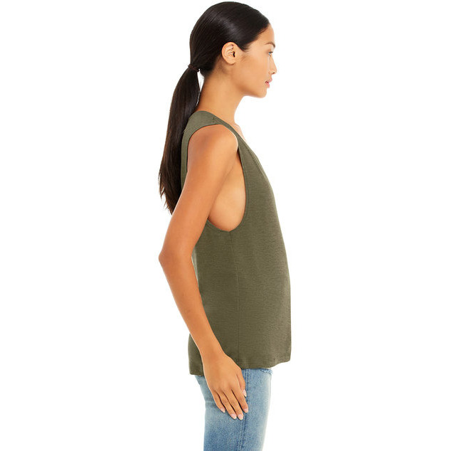 Ladies Flowy Scoop Muscle Tank - WHITE - S(D0102H7KRJX)