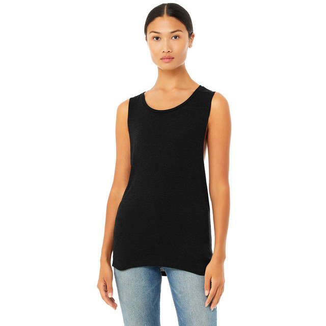 Ladies Flowy Scoop Muscle Tank - WHITE - S(D0102H7KRBJ)
