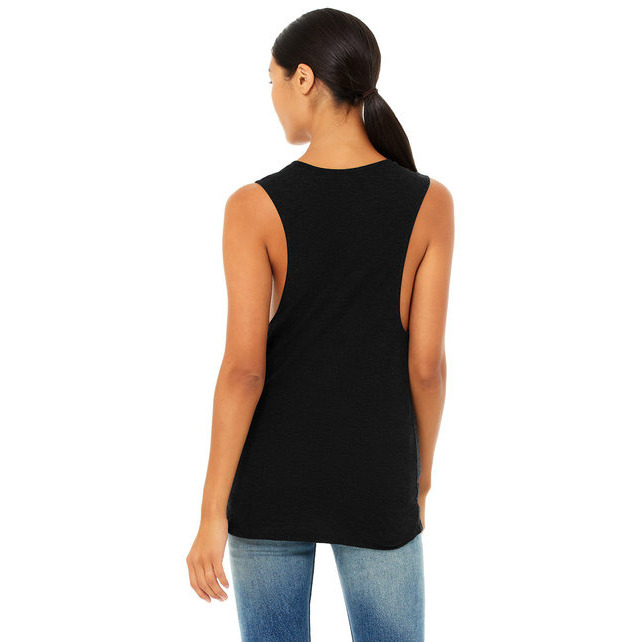 Ladies Flowy Scoop Muscle Tank - WHITE - S(D0102H7KRBJ)