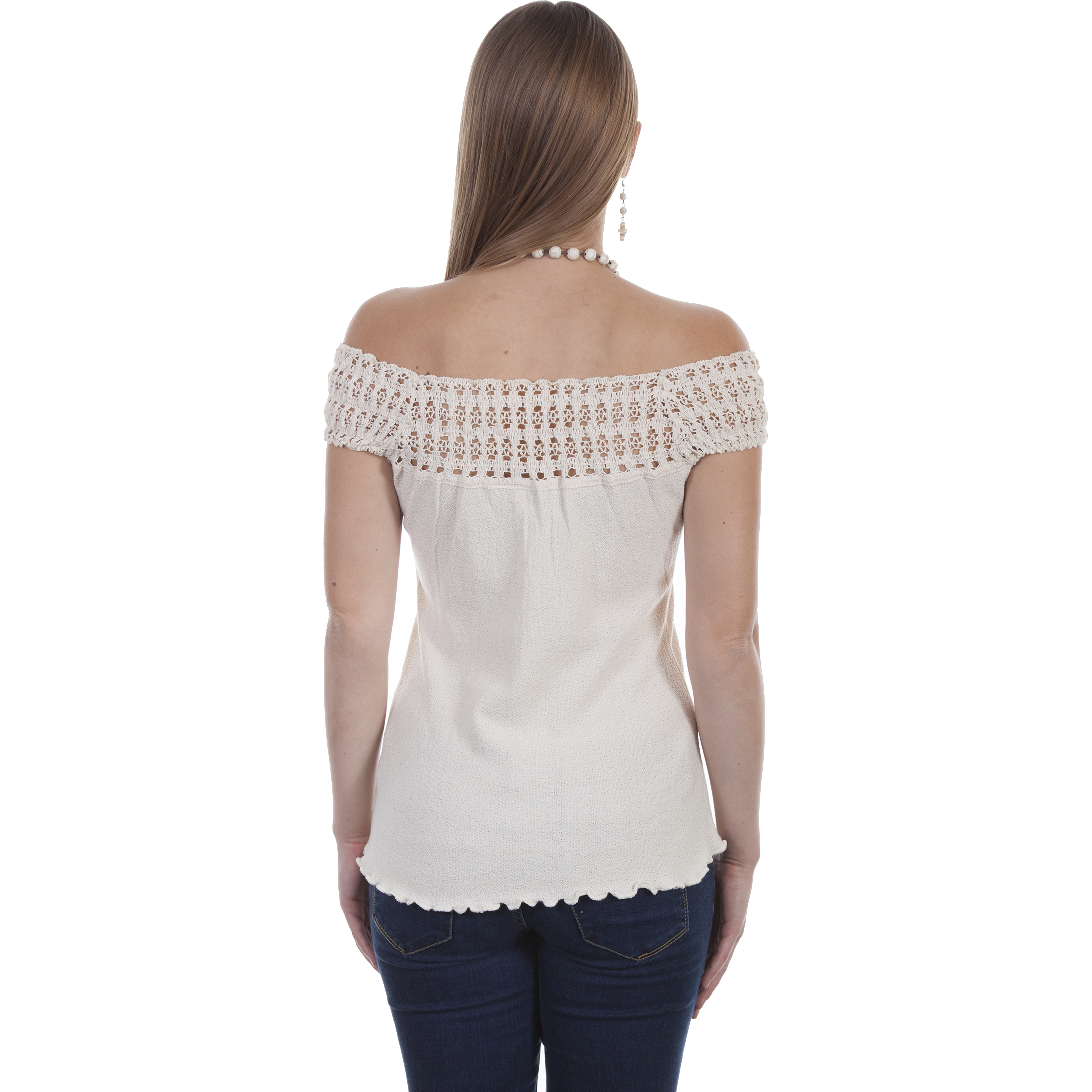 CROCHET EMBELLISHED COTTON BLOUSE