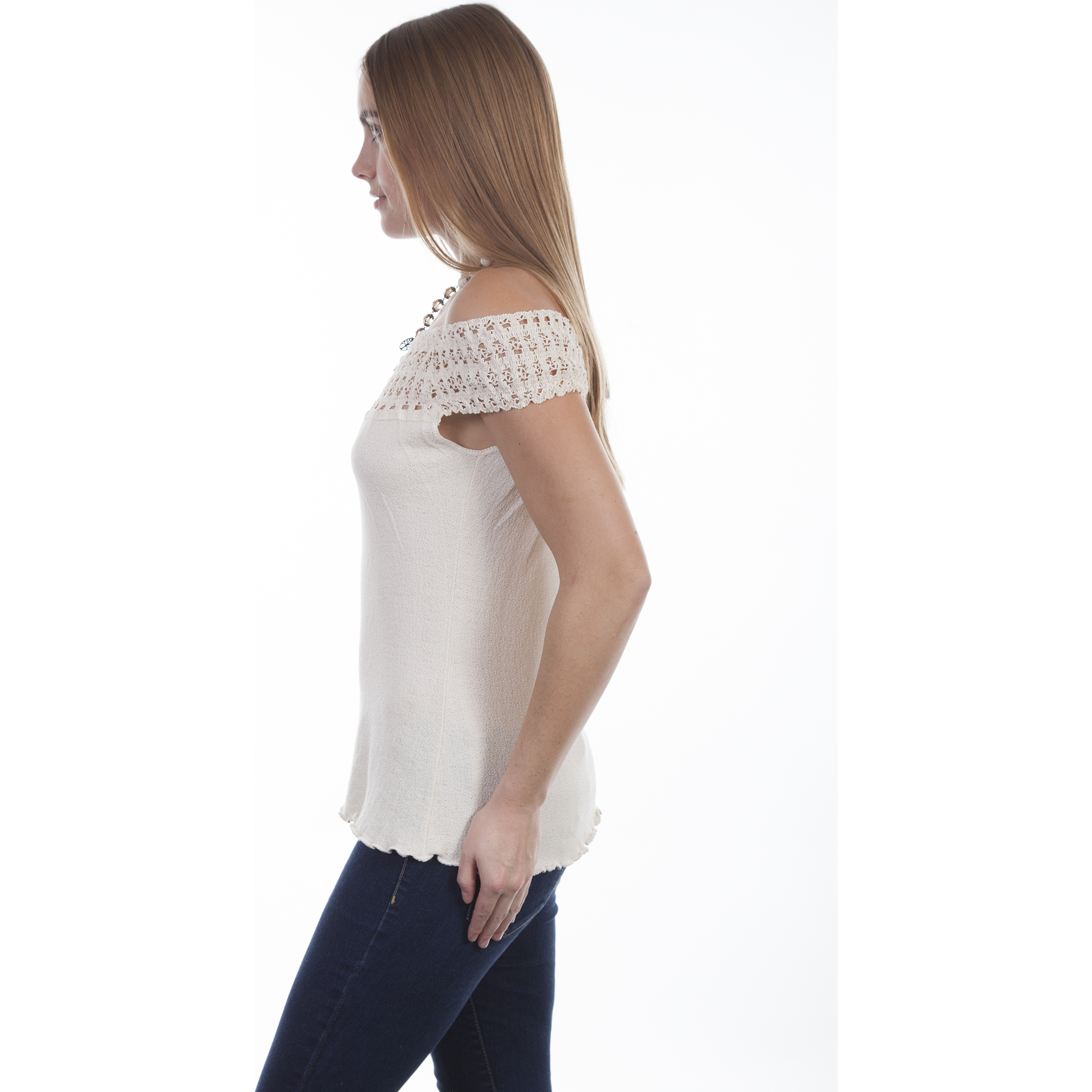 CROCHET EMBELLISHED COTTON BLOUSE