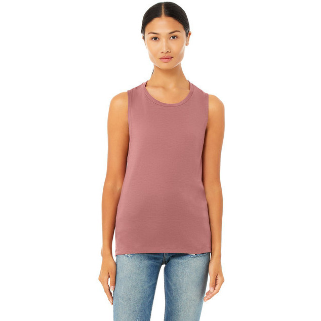 Ladies Flowy Scoop Muscle Tank - WHITE - S(D0102H7KRR2)