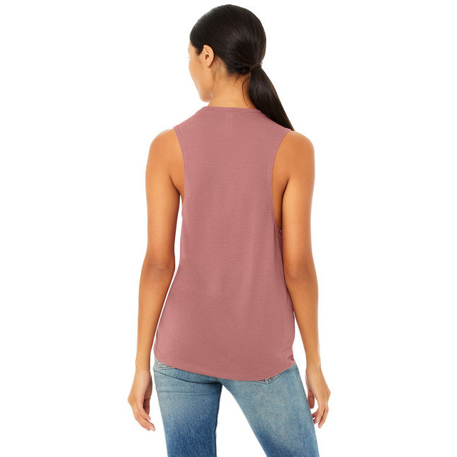 Ladies Flowy Scoop Muscle Tank - WHITE - S(D0102H7KRR2)