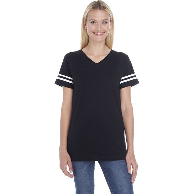 Ladies Football T-Shirt - BLAcK WHITE - 2XL(D0102H2HEMU)