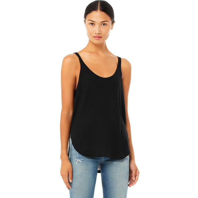 Ladies Flowy Side Slit Tank - BLAcK - S(D0102H7WIXX)