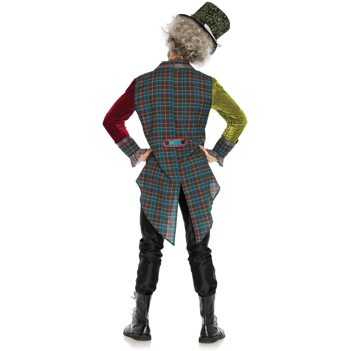 3PC.Deluxe Mad Hatter,includes multi print jacket,neck tie dickie and top hat
