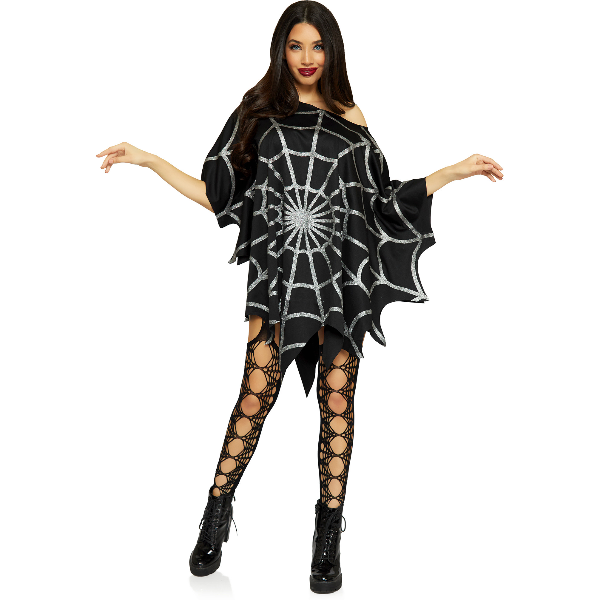 Glitter web poncho