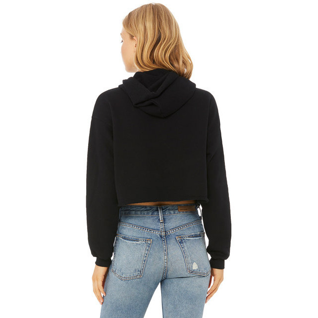 Ladies cropped Fleece Hoodie - PEAcH - S(D0102H7WRUP)