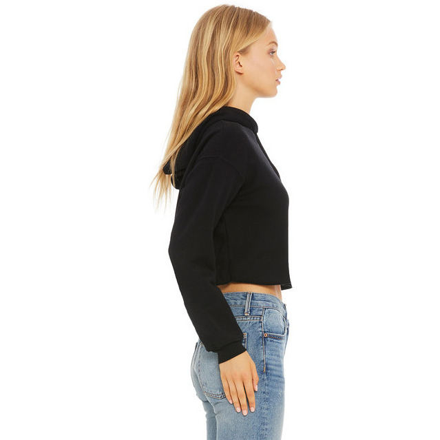 Ladies cropped Fleece Hoodie - PEAcH - S(D0102H7WRUP)