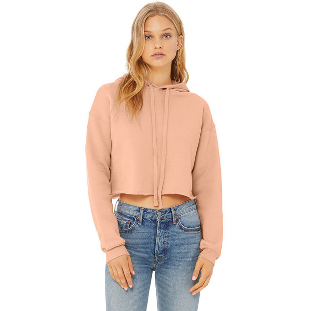 Ladies cropped Fleece Hoodie - PEAcH - S(D0102H7WRN2)