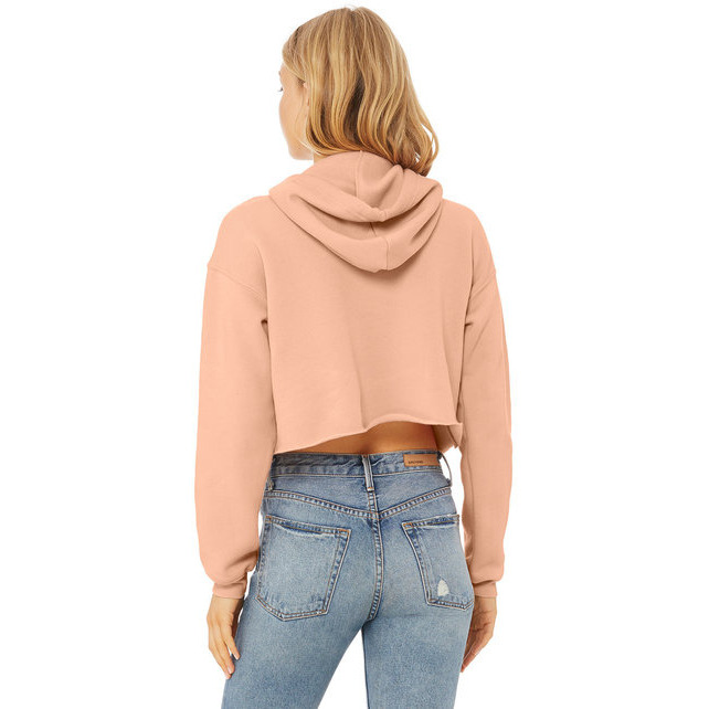 Ladies cropped Fleece Hoodie - PEAcH - S(D0102H7WRN2)