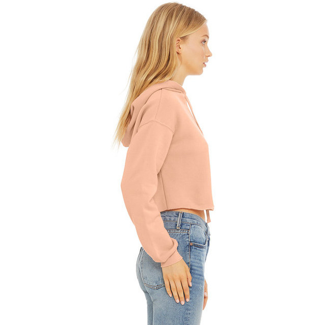 Ladies cropped Fleece Hoodie - PEAcH - S(D0102H7WRN2)