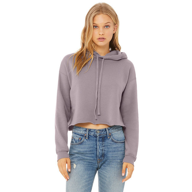 Ladies cropped Fleece Hoodie - PEAcH - S(D0102H7WRTT)