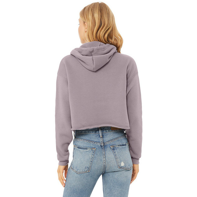 Ladies cropped Fleece Hoodie - PEAcH - S(D0102H7WRTT)