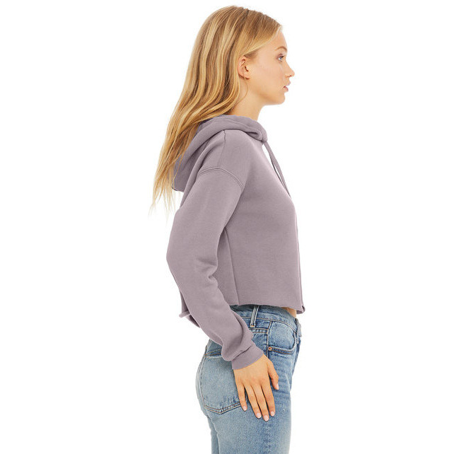 Ladies cropped Fleece Hoodie - PEAcH - S(D0102H7WRTT)