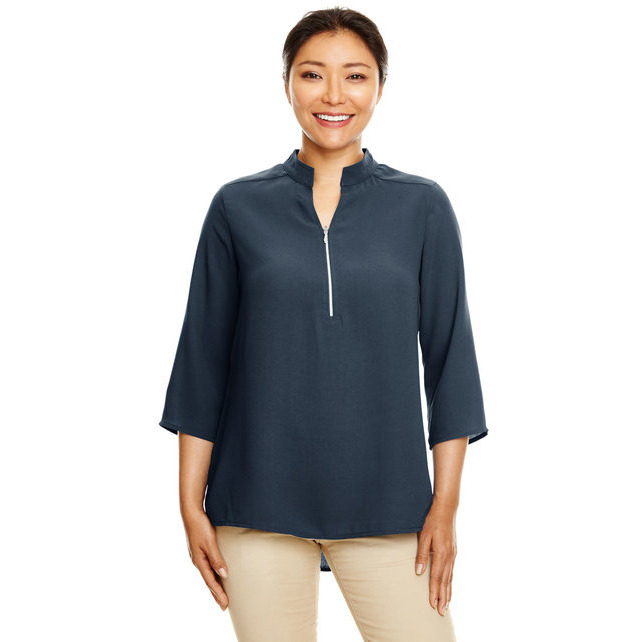 Ladies Perfect Fit34-Sleeve crepe Tunic - BLAcK - XS(D0102H7NAYX)