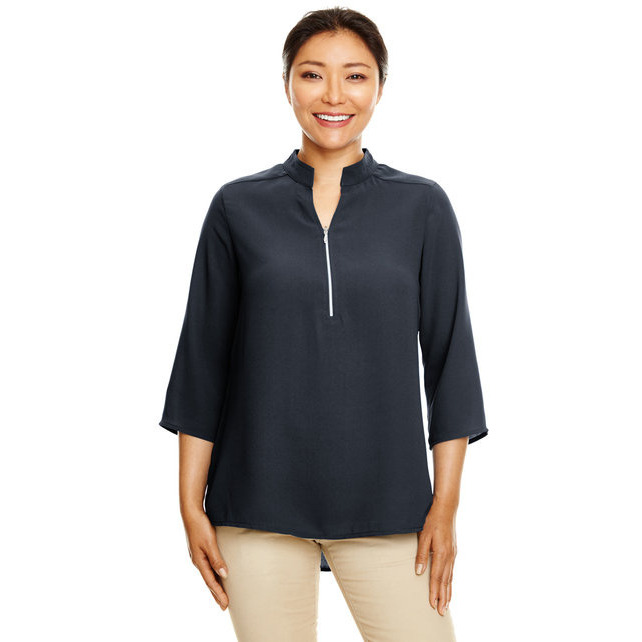 Ladies Perfect Fit34-Sleeve crepe Tunic - BLAcK - XS(D0102H7NAM6)
