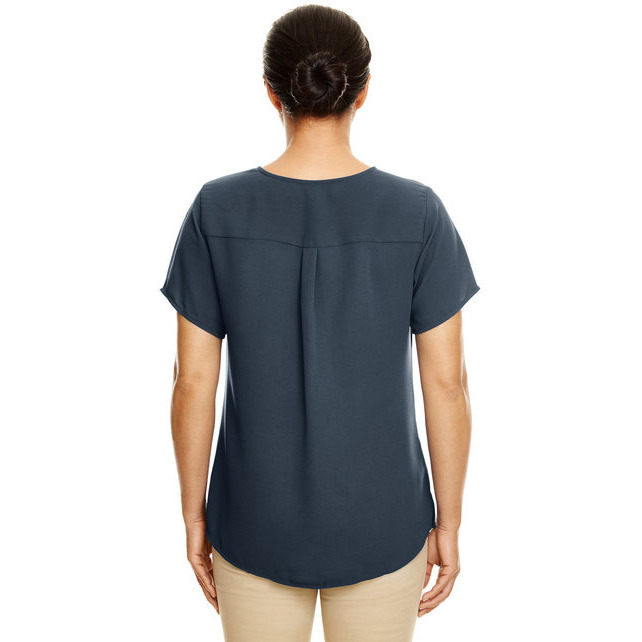 Ladies Perfect FitShort-Sleeve crepe Blouse - BLAcK - XS(D0102H7NIUP)