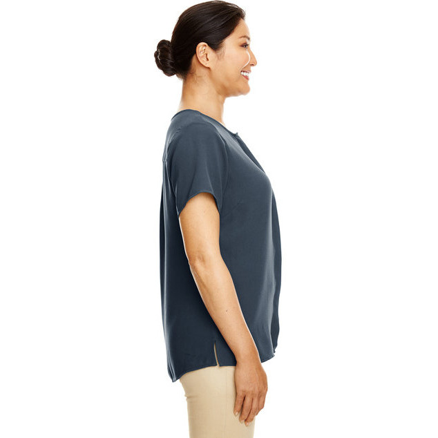 Ladies Perfect FitShort-Sleeve crepe Blouse - BLAcK - XS(D0102H7NIUP)