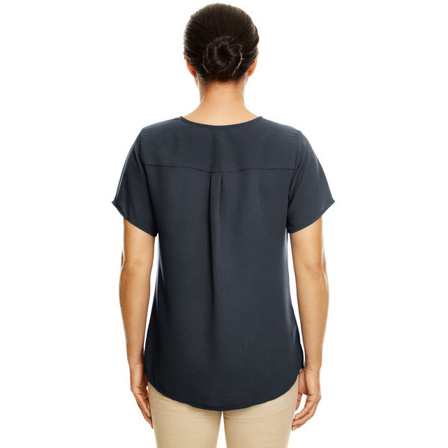 Ladies Perfect FitShort-Sleeve crepe Blouse - BLAcK - XS(D0102H7NITX)