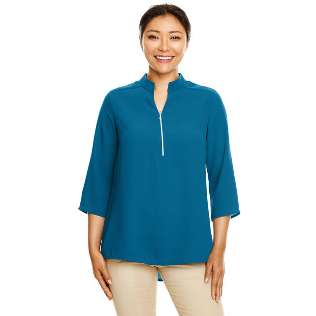 Ladies Perfect Fit34-Sleeve crepe Tunic - BLAcK - XS(D0102H7NA8X)