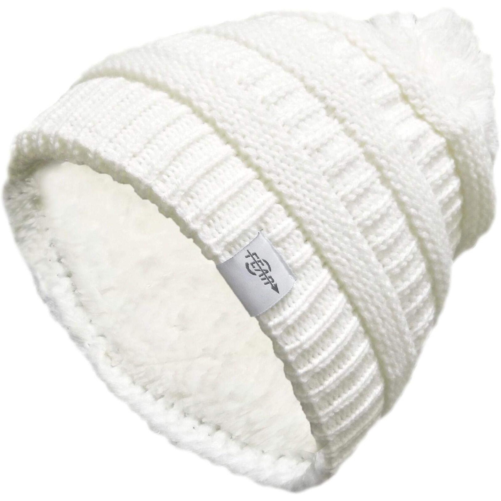 Fear0 NJ Warmest Plush Insulated Lining Knit cable Pom-Pom Beanie Hat Women(D0102H79VZP)