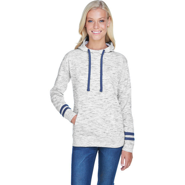 Ladies Melange Scuba Neck Sweatshirt - WHITE BLAcK - S(D0102H76QBP)