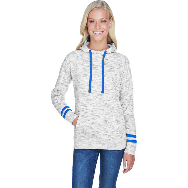 Ladies Melange Scuba Neck Sweatshirt - WHITE BLAcK - S(D0102H76QVP)