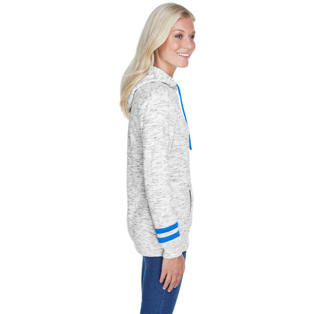 Ladies Melange Scuba Neck Sweatshirt - WHITE BLAcK - S(D0102H76QVP)