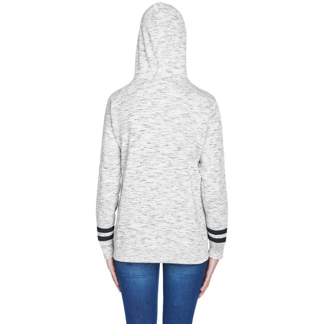 Ladies Melange Scuba Neck Sweatshirt - WHITE BLAcK - S(D0102H76QVJ)