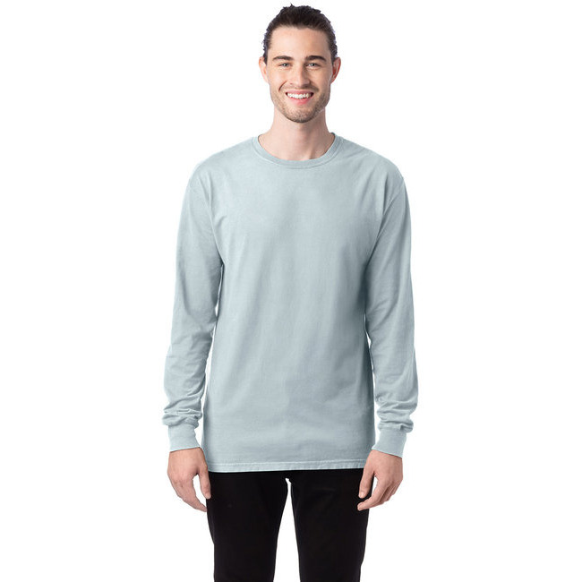 Unisex garment-Dyed Long-Sleeve T-Shirt - BLAcK - S(D0102H7KY58)