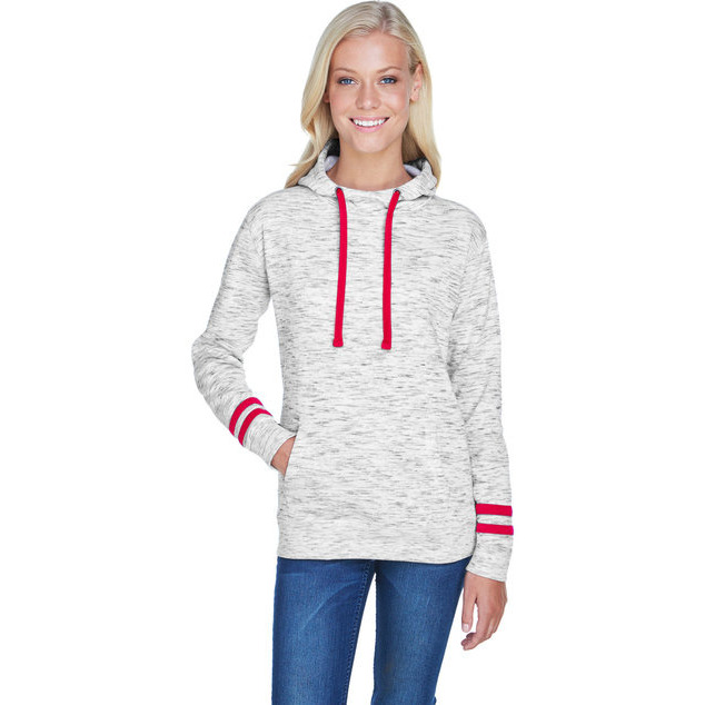 Ladies Melange Scuba Neck Sweatshirt - WHITE BLAcK - S(D0102H76QJ2)