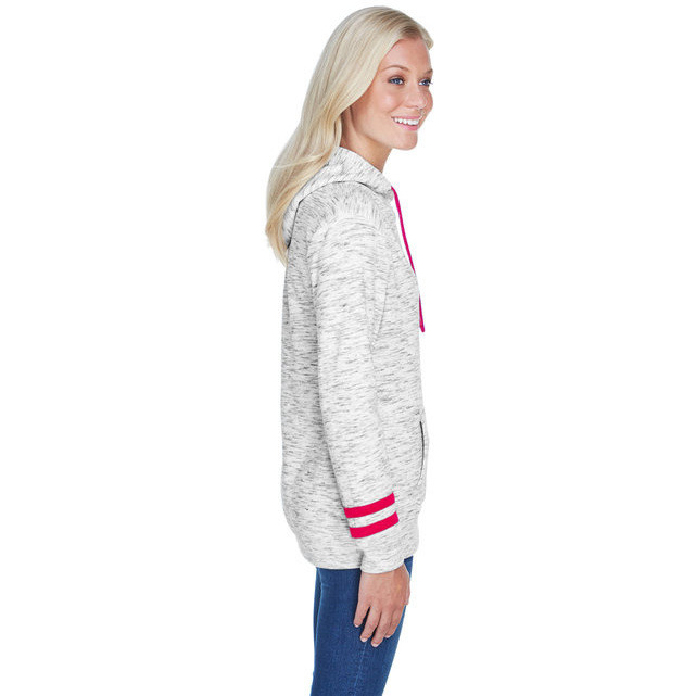 Ladies Melange Scuba Neck Sweatshirt - WHITE BLAcK - S(D0102H76QJ2)