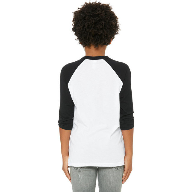 Youth 34-Sleeve Baseball T-Shirt - WHITE BLAcK - M(D0102H7KXZ6)