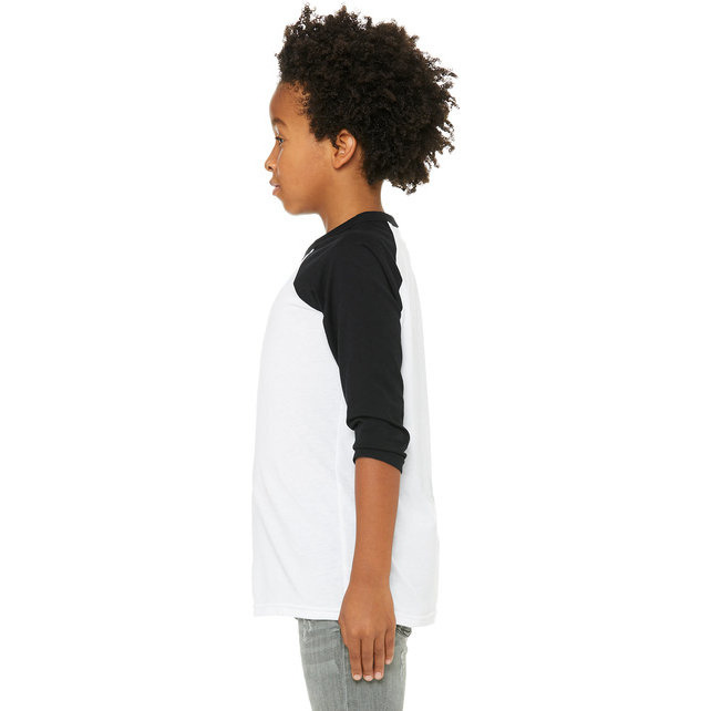 Youth 34-Sleeve Baseball T-Shirt - WHITE BLAcK - M(D0102H7KXZ6)