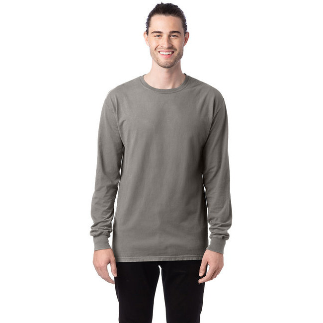 Unisex garment-Dyed Long-Sleeve T-Shirt - BLAcK - S(D0102H7KYEJ)